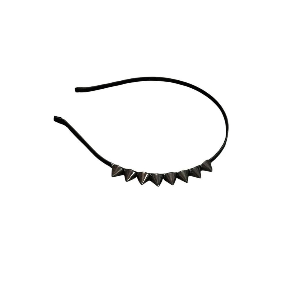 Girls Black Metal Spiked Headband Punk‎ Rock Hair Accessory One Size